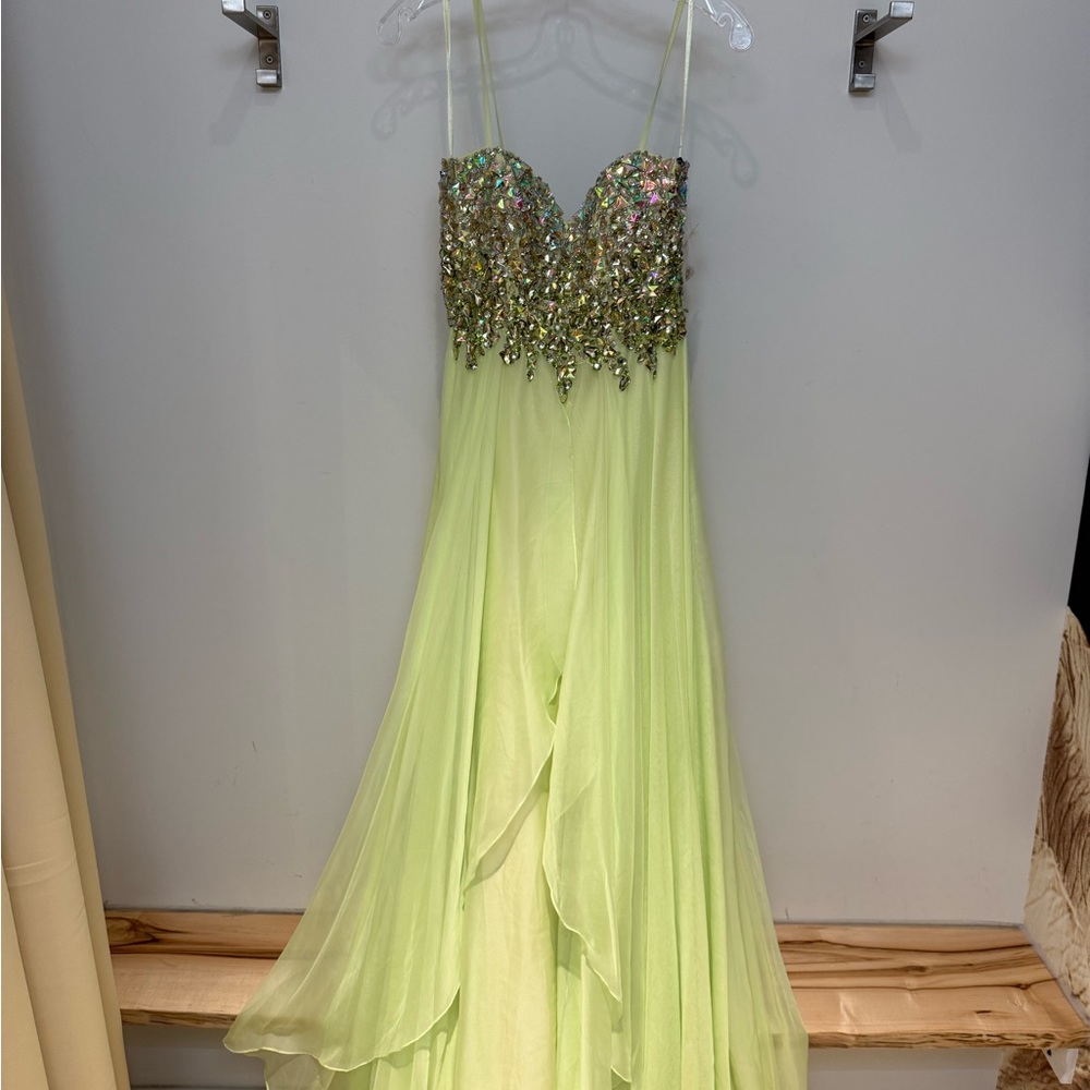Dave & Johnny Light Green Embellished Prom Dress